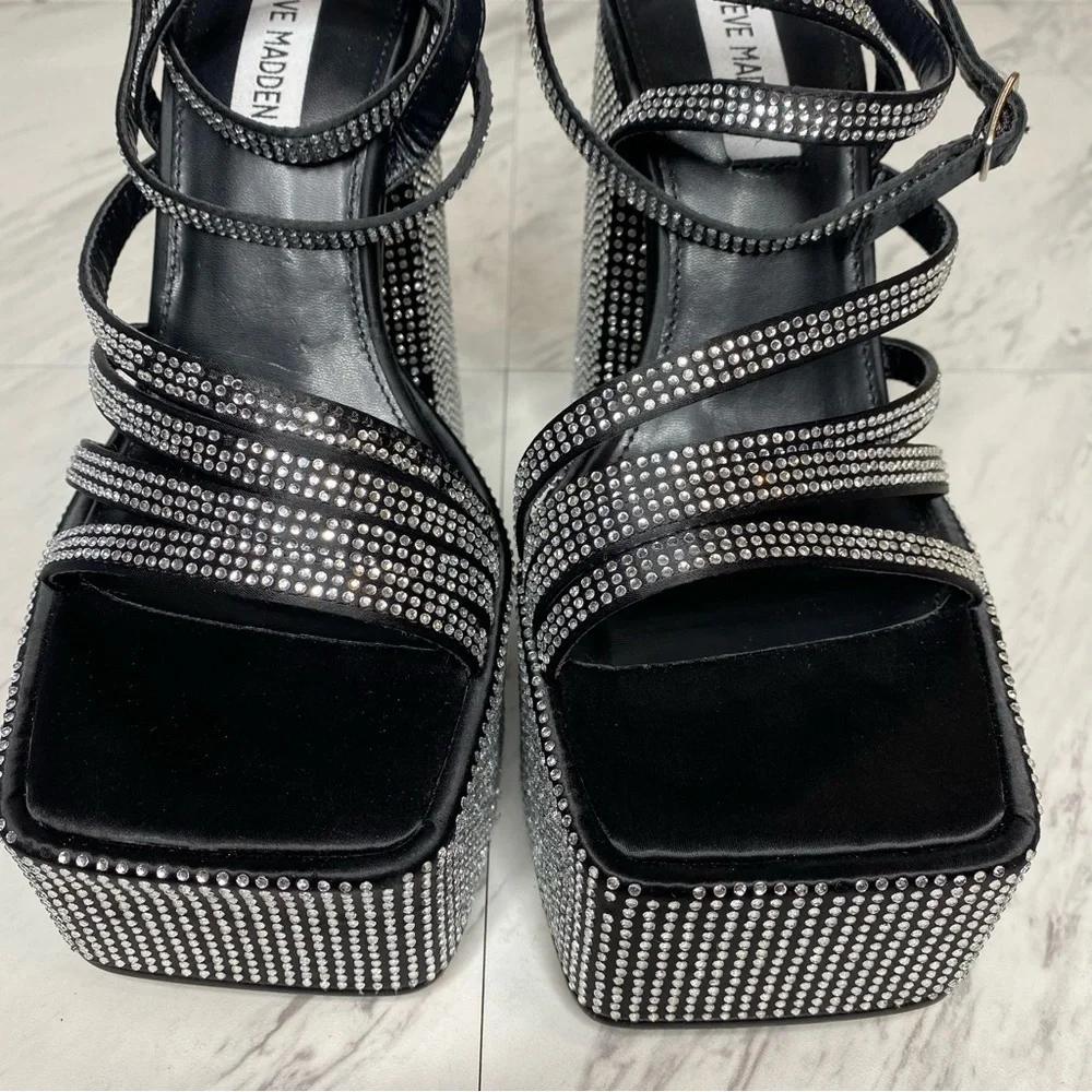 Steve Madden Cocktails Rhinestone Platform Heeled Sandal 7M